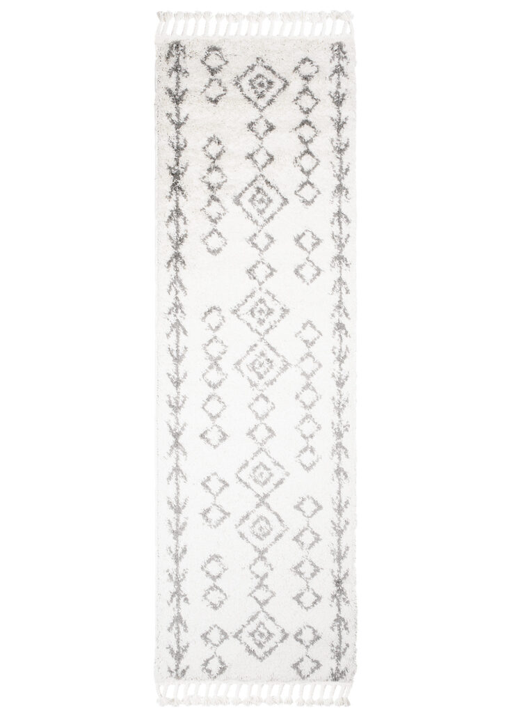 Tapijt Loper Boho met Franjes Creme Geometrisch Hoogpolig