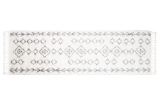 Tapijt Loper Boho met Franjes Creme Geometrisch Hoogpolig