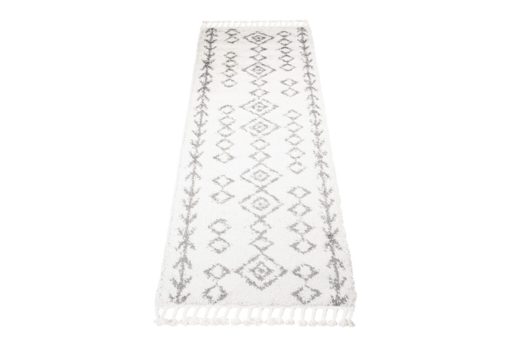Tapijt Loper Boho met Franjes Creme Geometrisch Hoogpolig