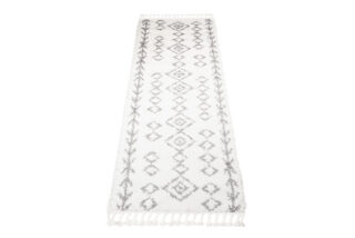 Tapijt Loper Boho met Franjes Creme Geometrisch Hoogpolig