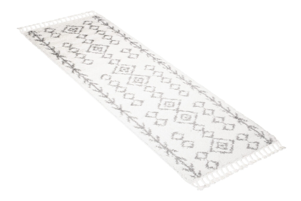 Tapijt Loper Boho met Franjes Creme Geometrisch Hoogpolig