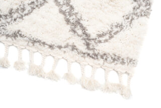 Vloerkleed Boho met Franjes Creme Geruit Hoogpolig