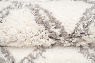 Vloerkleed Boho met Franjes Creme Geruit Hoogpolig