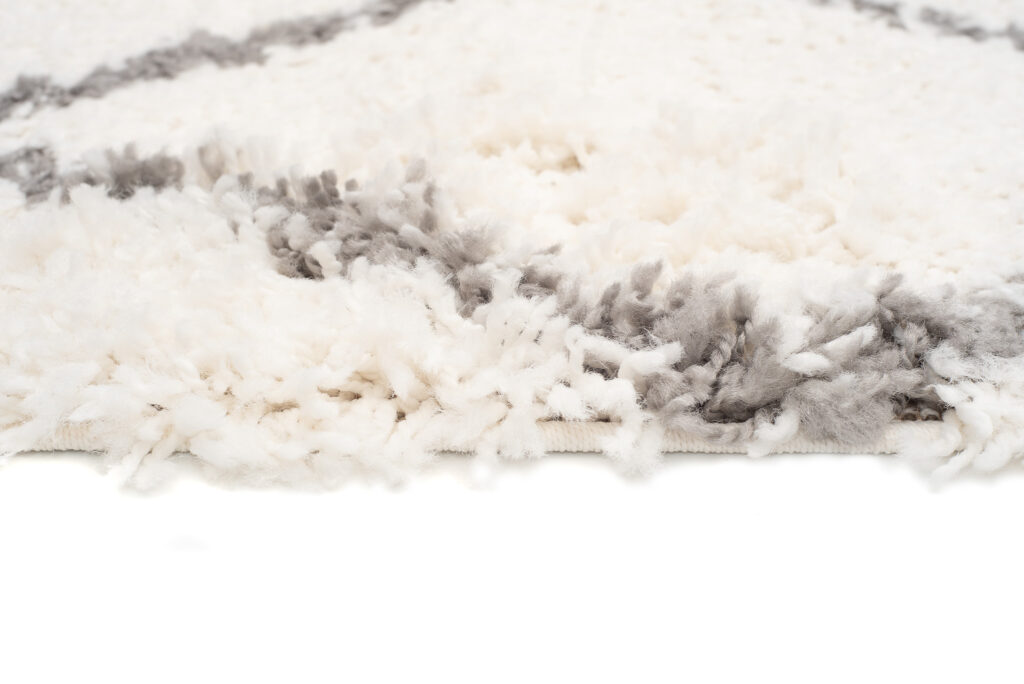 Vloerkleed Boho met Franjes Creme Ruiten Hoogpolig