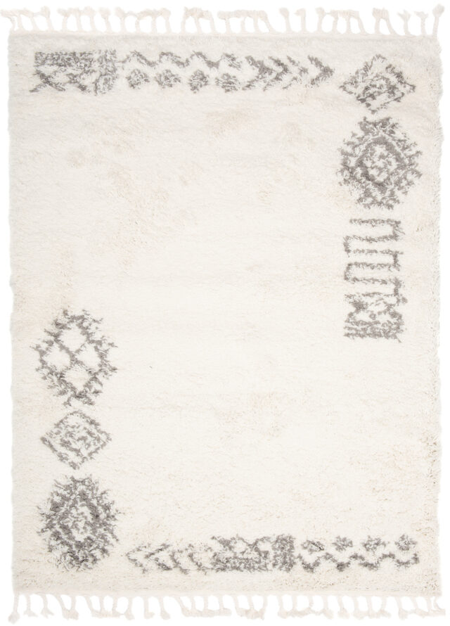 Vloerkleed Boho met Franjes Creme Ethno Hoogpolig