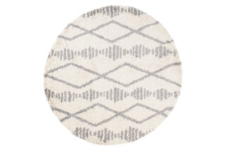 Vloerkleed Boho Rond Creme Ruiten Hoogpolig