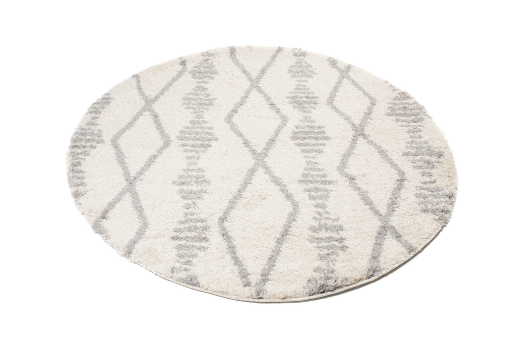 Vloerkleed Boho Rond Creme Ruiten Hoogpolig
