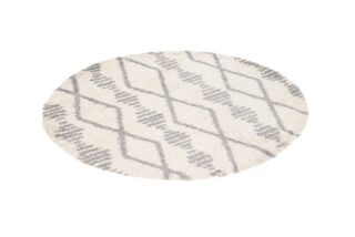 Vloerkleed Boho Rond Creme Ruiten Hoogpolig