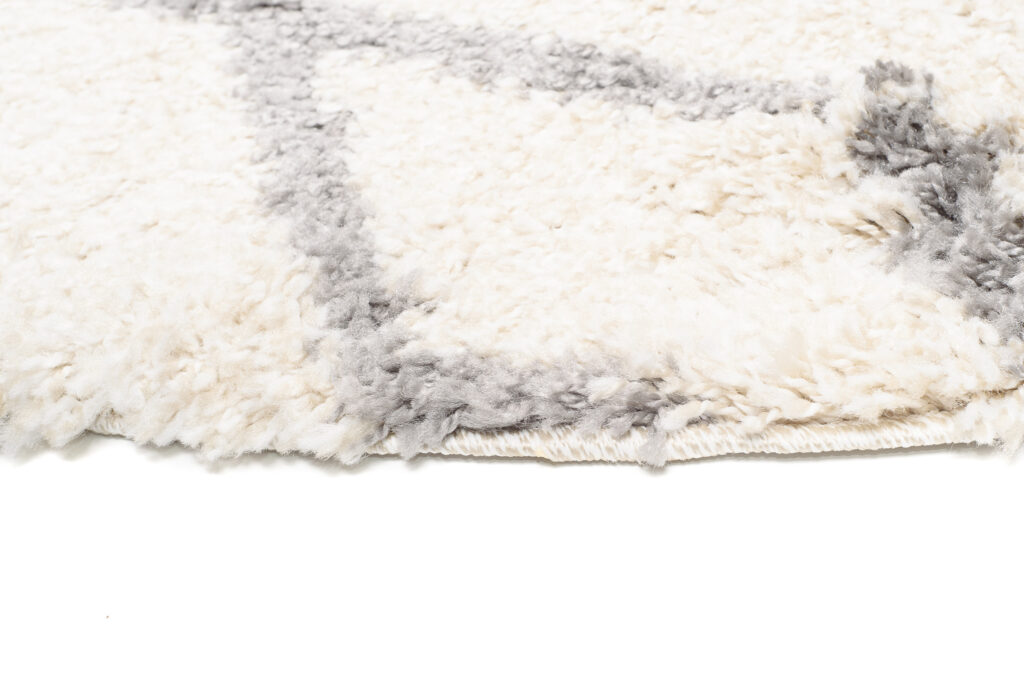 Vloerkleed Boho Rond Creme Ruiten Hoogpolig