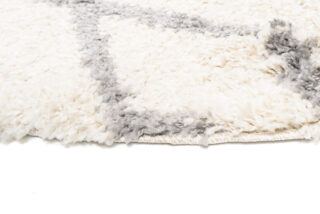 Vloerkleed Boho Rond Creme Ruiten Hoogpolig