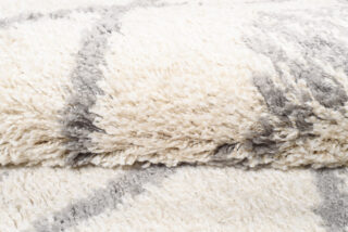 Vloerkleed Boho Rond Creme Ruiten Hoogpolig