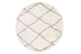 Vloerkleed Boho Rond Creme Geruit Hoogpolig