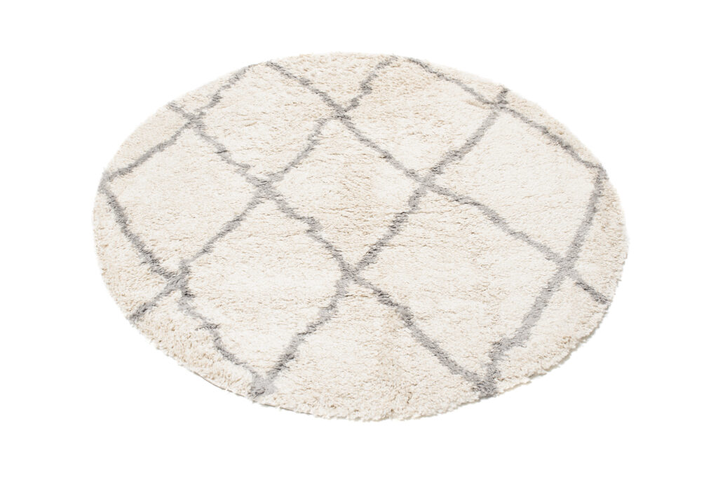 Vloerkleed Boho Rond Creme Geruit Hoogpolig
