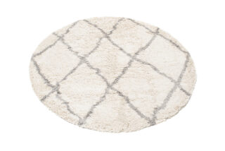 Vloerkleed Boho Rond Creme Geruit Hoogpolig