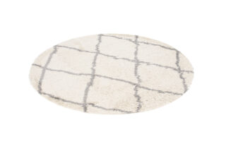 Vloerkleed Boho Rond Creme Geruit Hoogpolig