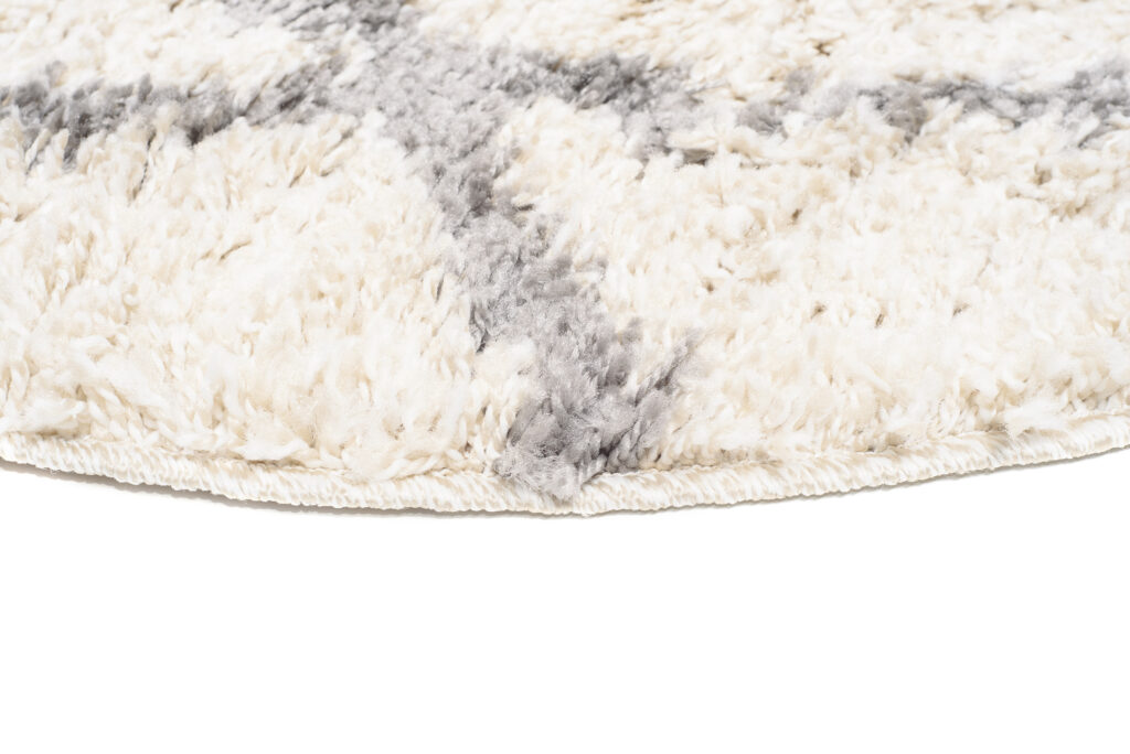 Vloerkleed Boho Rond Creme Geruit Hoogpolig
