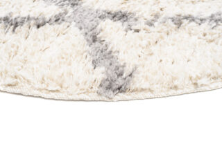 Vloerkleed Boho Rond Creme Geruit Hoogpolig