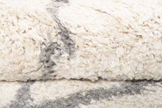 Vloerkleed Boho Rond Creme Geruit Hoogpolig