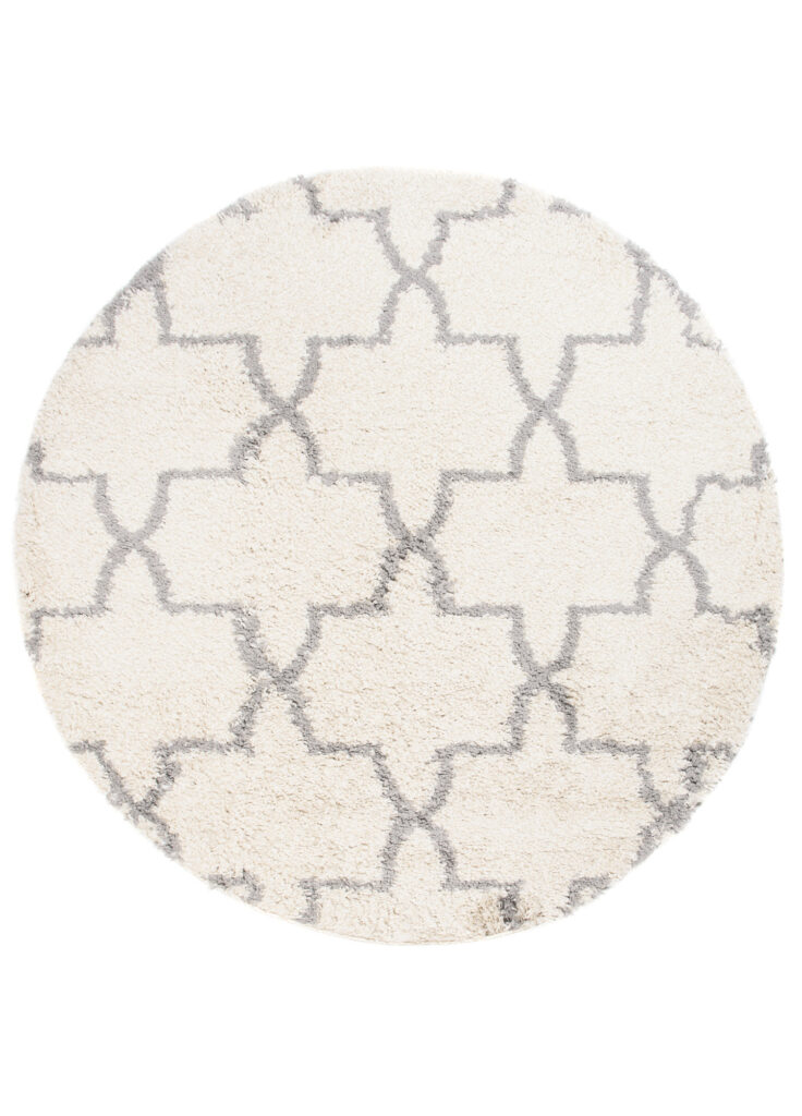 Vloerkleed Boho Rond Creme Marokkaanse Klaver