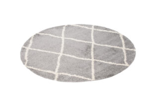 Vloerkleed Boho Rond Grijs Geruit Hoogpolig