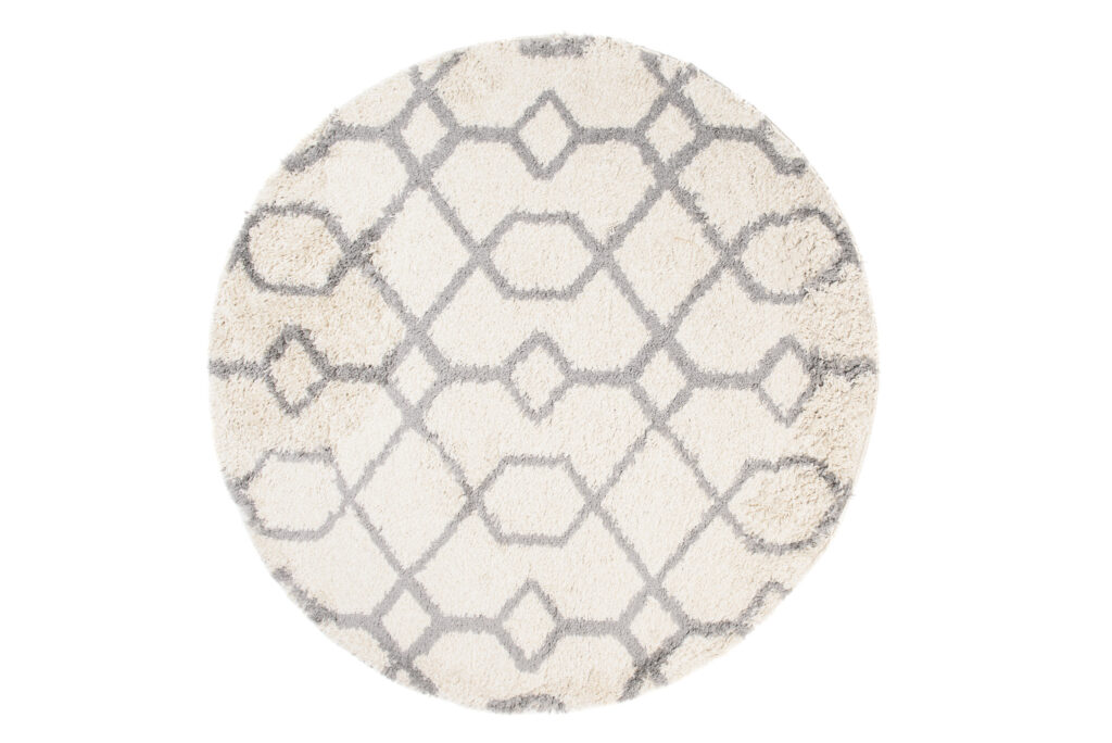 Vloerkleed Boho Rond Creme Geometrisch Hoogpolig