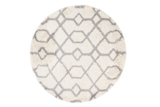 Vloerkleed Boho Rond Creme Geometrisch Hoogpolig