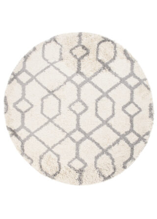Vloerkleed Boho Rond Creme Geometrisch Hoogpolig