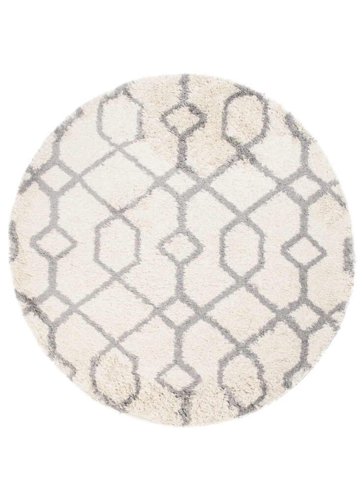 Vloerkleed Boho Rond Creme Geometrisch Hoogpolig