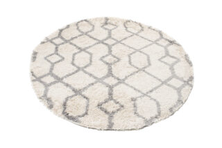 Vloerkleed Boho Rond Creme Geometrisch Hoogpolig