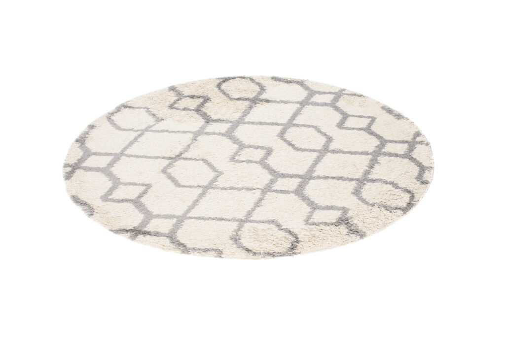 Vloerkleed Boho Rond Creme Geometrisch Hoogpolig