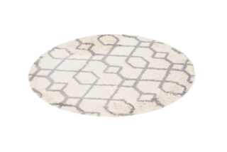 Vloerkleed Boho Rond Creme Geometrisch Hoogpolig
