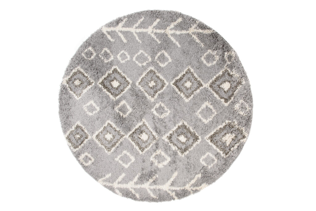 Vloerkleed Boho Rond Grijs Ethno Hoogpolig