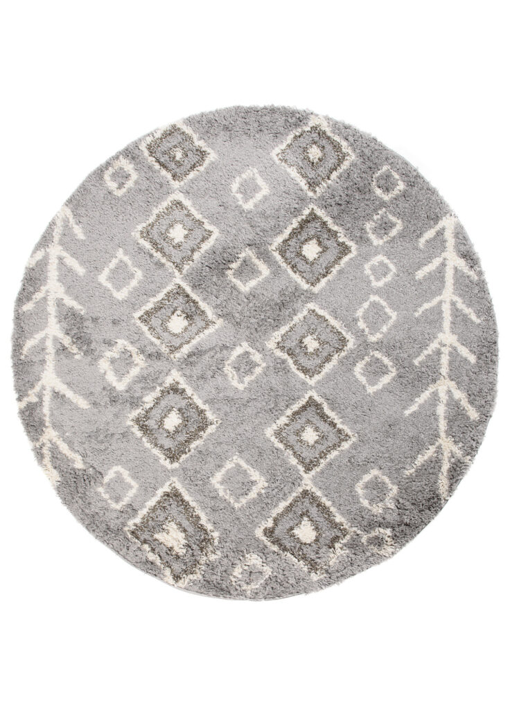 Vloerkleed Boho Rond Grijs Ethno Hoogpolig