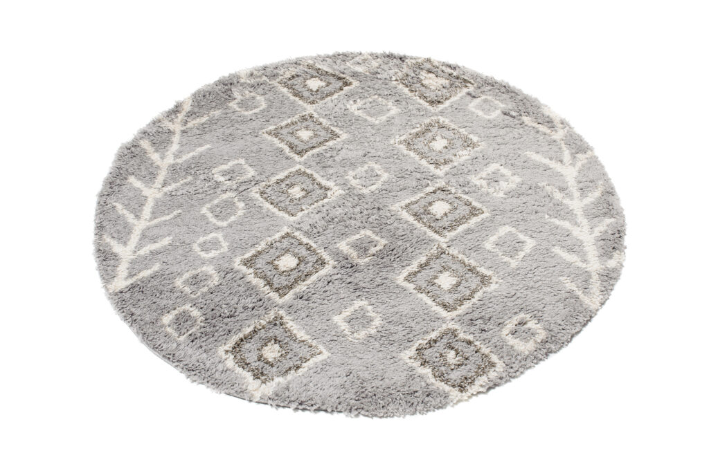 Vloerkleed Boho Rond Grijs Ethno Hoogpolig