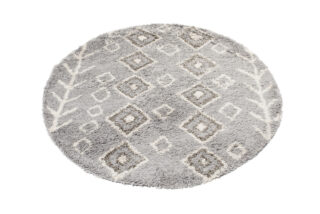 Vloerkleed Boho Rond Grijs Ethno Hoogpolig