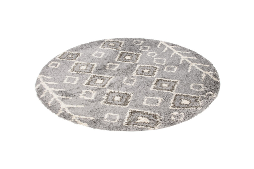 Vloerkleed Boho Rond Grijs Ethno Hoogpolig