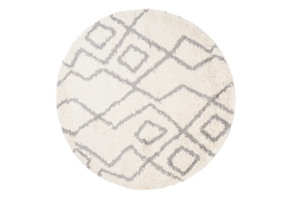 Vloerkleed Boho Rond Creme Zigzag Hoogpolig