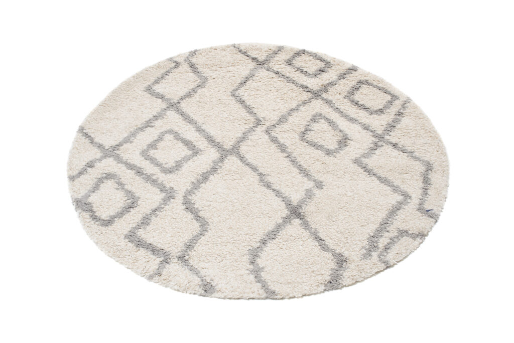 Vloerkleed Boho Rond Creme Zigzag Hoogpolig