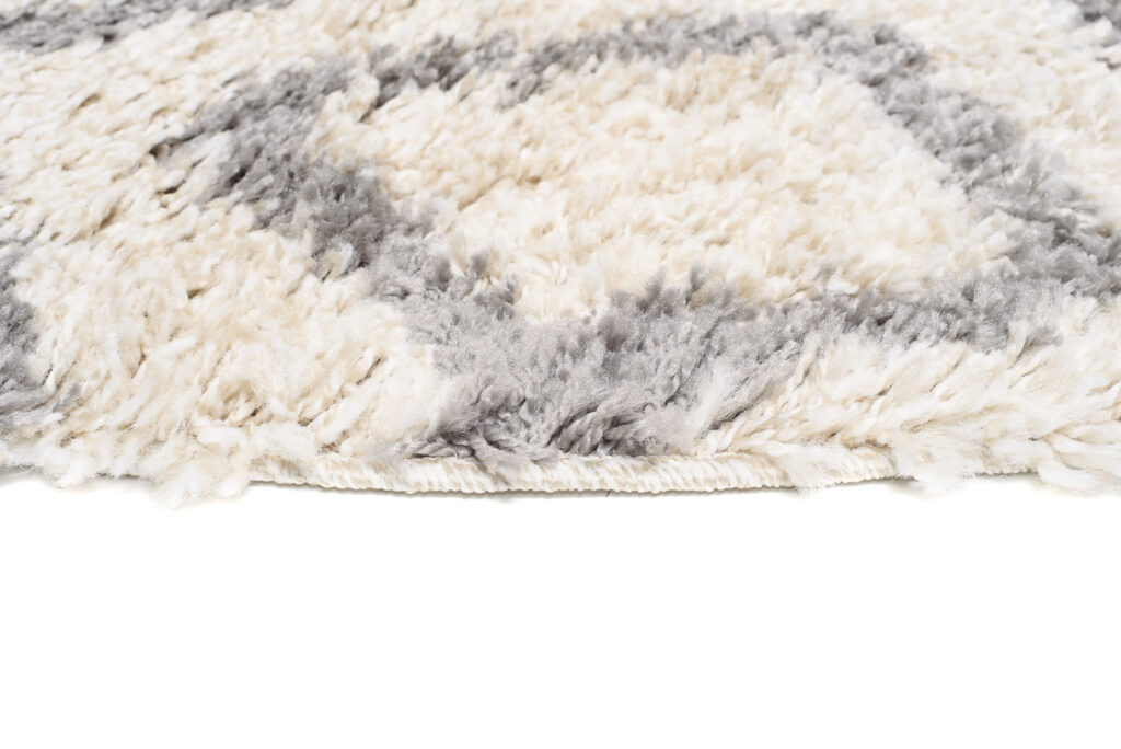 Vloerkleed Boho Rond Creme Zigzag Hoogpolig