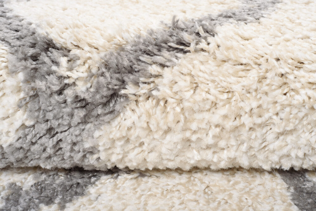 Vloerkleed Boho Rond Creme Zigzag Hoogpolig