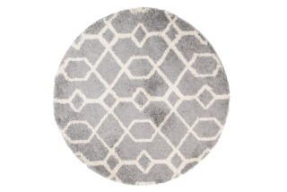 Vloerkleed Boho Rond Grijs Geometrisch Hoogpolig