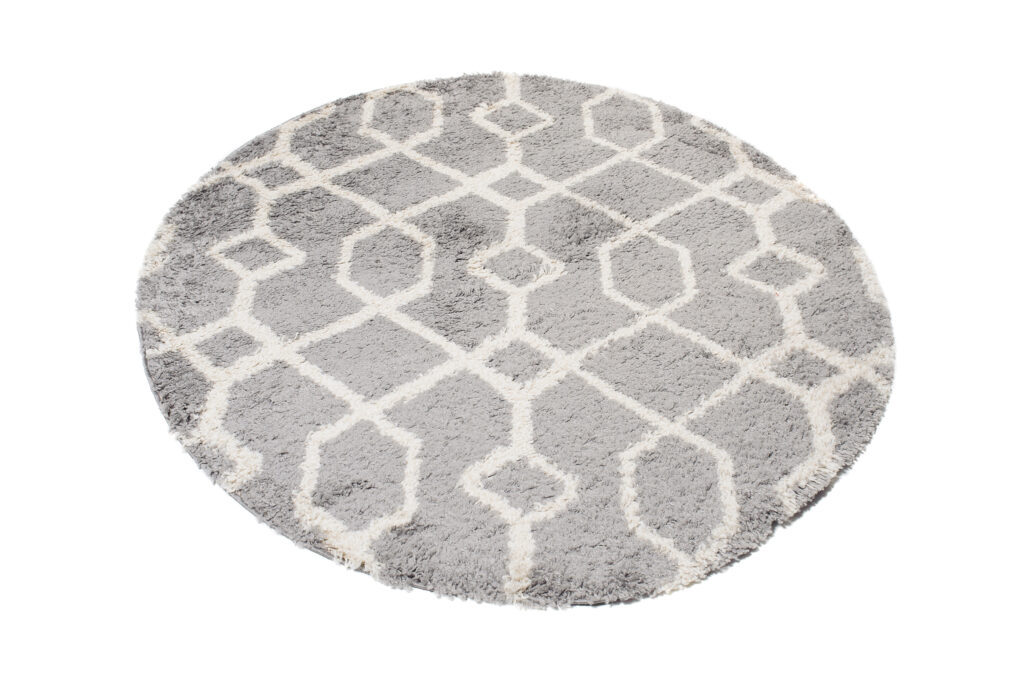 Vloerkleed Boho Rond Grijs Geometrisch Hoogpolig