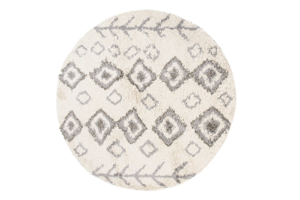 Vloerkleed Boho Rond Creme Ethno Hoogpolig