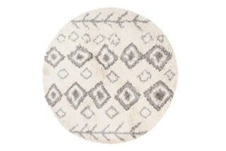 Vloerkleed Boho Rond Creme Ethno Hoogpolig