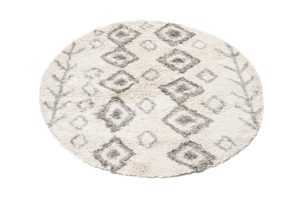 Vloerkleed Boho Rond Creme Ethno Hoogpolig