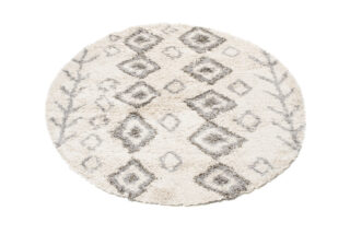 Vloerkleed Boho Rond Creme Ethno Hoogpolig