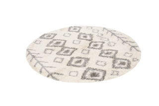 Vloerkleed Boho Rond Creme Ethno Hoogpolig