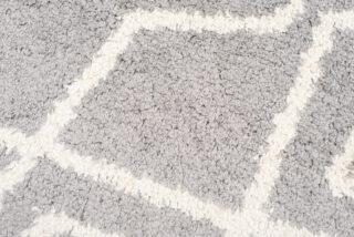 Vloerkleed Boho Rond Grijs Zigzag Hoogpolig