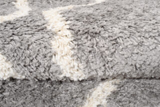 Vloerkleed Boho Rond Grijs Zigzag Hoogpolig