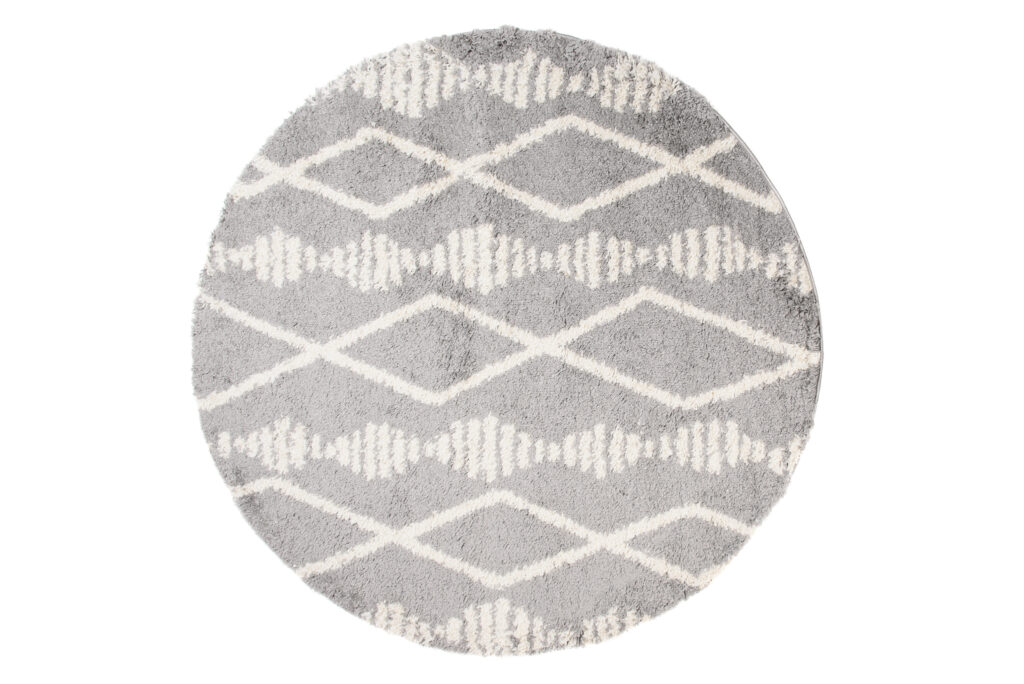 Vloerkleed Boho Rond Grijs Ruiten Hoogpolig